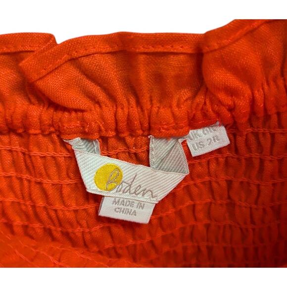 Boden Mini Dress Smocked Short Sleeve Square Neck Linen 2 - Picture 4 of 5